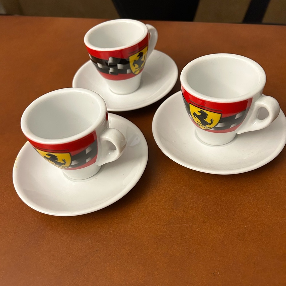 3 Ferrari espresso cups and saucers